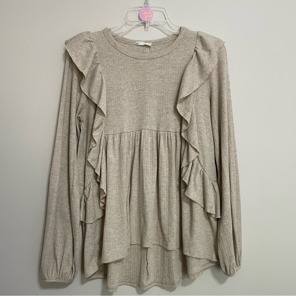 Altar'd State Cream Ruffle‎ Blouse Size XS
